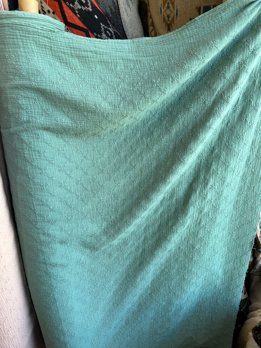 Cotton Double Gauze Eyelet Seafoam Green 11 1/2 meter Atex