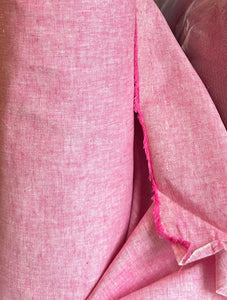 6 oz Medium Linen/Cotton-  pink/white - 1/2 metre