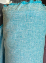 Load image into Gallery viewer, 6 oz Medium Linen/Cotton-  turquoise/white - 1/2 metre
