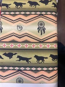 Quilting Cotton green wolves - 1/2 metre