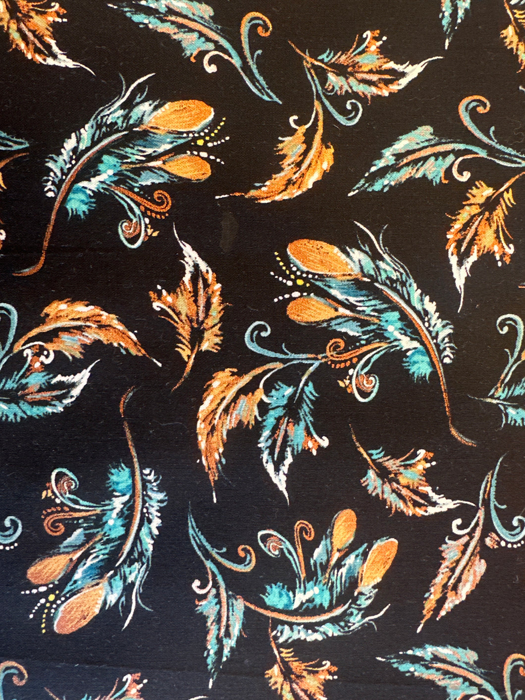 Quilting Cotton  black feathers - 1/2 meter