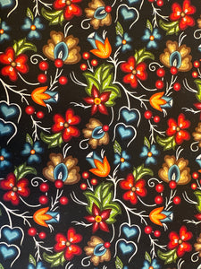 Quilting Cotton -Native Floral black (small) - 1/2 metre