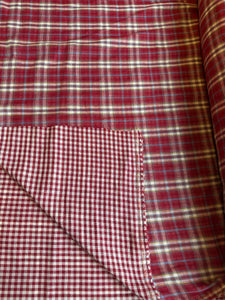 Cotton Double Gauze - reversible double sided gauze plaid red/white - 1/2 meter