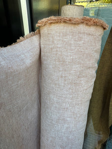6 oz Medium Linen/Cotton-  Beige/white - 1/2 metre