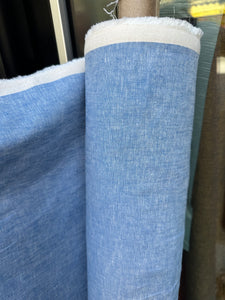 6 oz Medium Linen/Cotton-  Blue/white - 1/2 metre