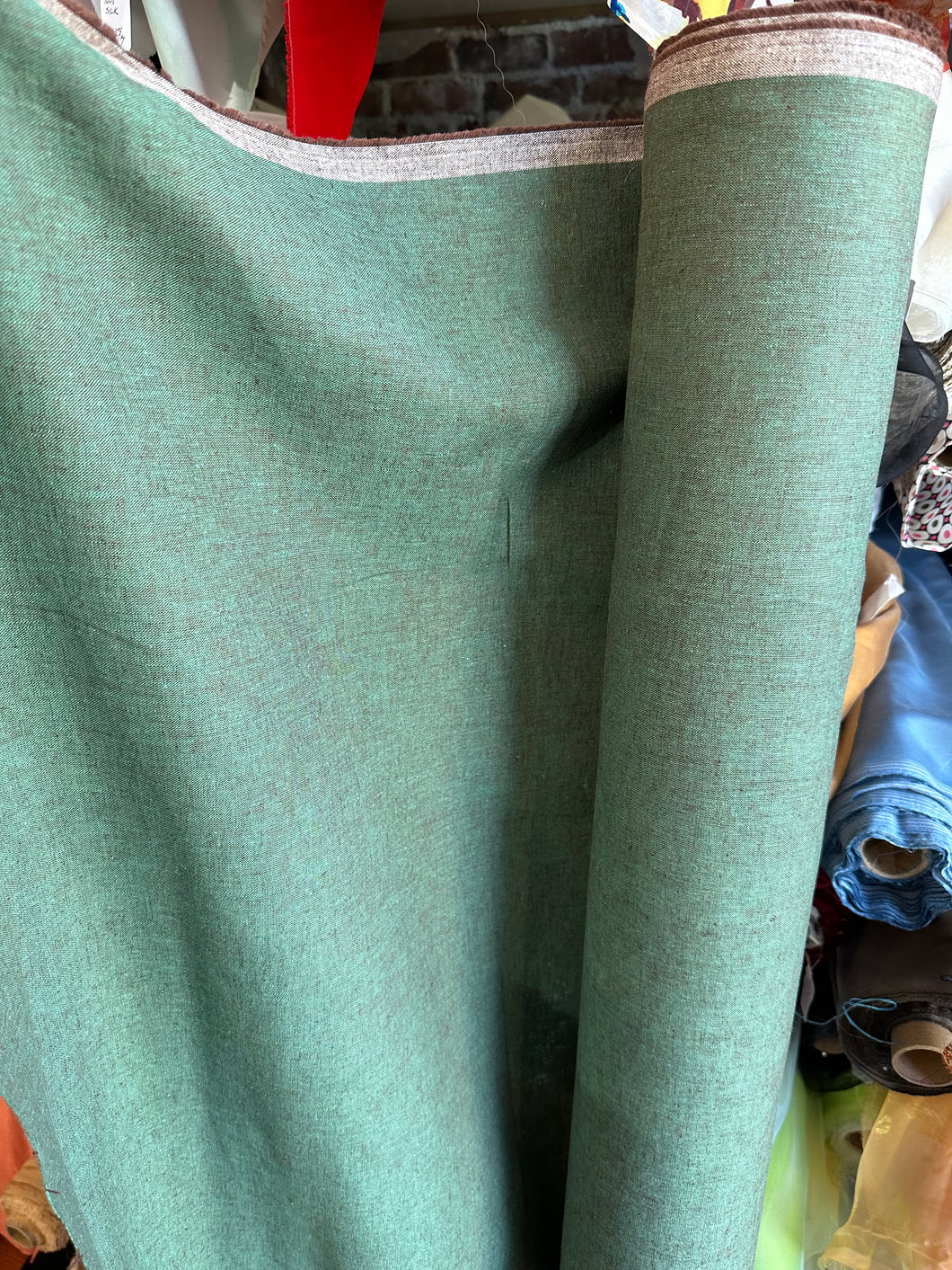 6 oz Medium Linen/Cotton-  brown/green - 1/2 metre