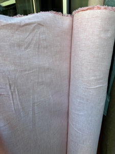 6 oz Medium Linen/Cotton-  Pink/white - 1/2 metre