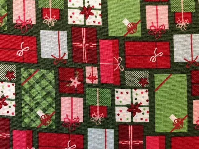 Quilting Cotton -  Christmas presents green - 1/2 metre