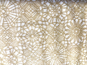 Quilting Cotton - Embroidered flower  beige- 1/2 meter