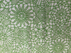 Quilting Cotton - Embroidered flower green - 1/2 meter