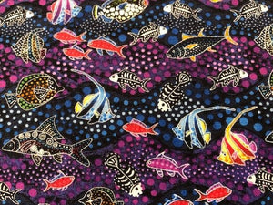 Quilting Cotton - Fish purple - 1/2 metre