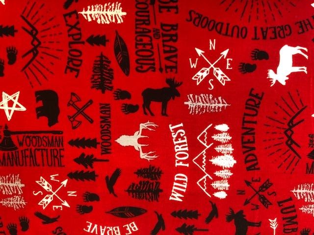 Quilting Cotton  - Forest adventure red  - 1/2 meter
