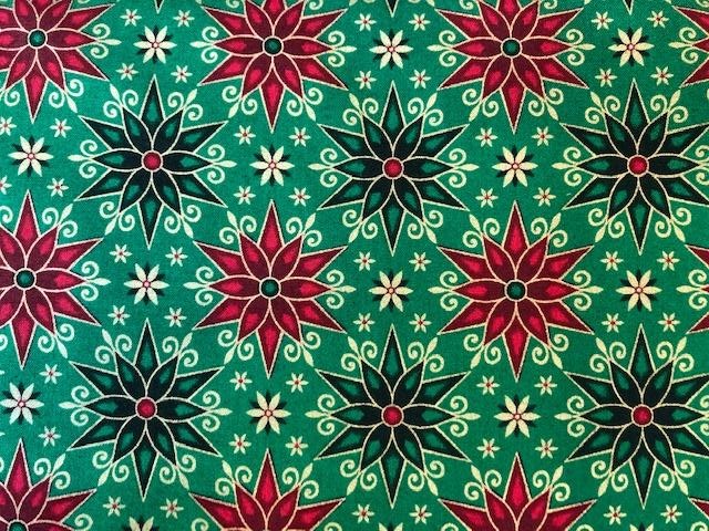 Quilting Cotton  - Holiday stars green - 1/2 meter