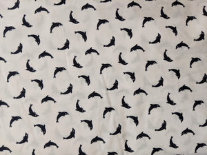 Quilting Cotton - Dolphin - White - 1/2 metre