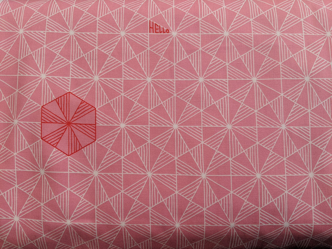 Quilting Cotton - Geometric Hello - Pink - 1/2 metre