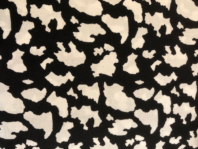 Quilting Cotton - Cow Print - Black - 1/2 metre