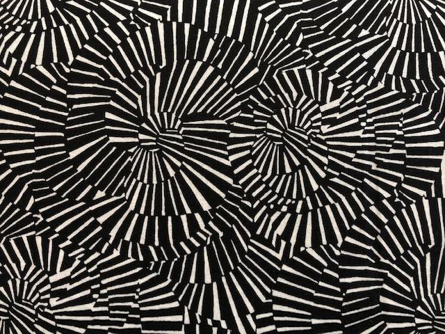 Quilting Cotton - Black and White Swirl - 1/2 meter
