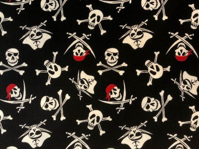 Quilting Cotton -  Pirates Skull and Crossbones - 1/2 metre