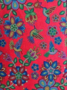 Quilting Cotton -Native Humming birds red - 1/2 metre