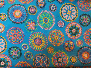 Quilting Cotton  - Beaded Floral turquoise - 1/2 meter