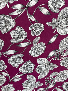 Printed Knit - Purple Floral - 1/2 metre