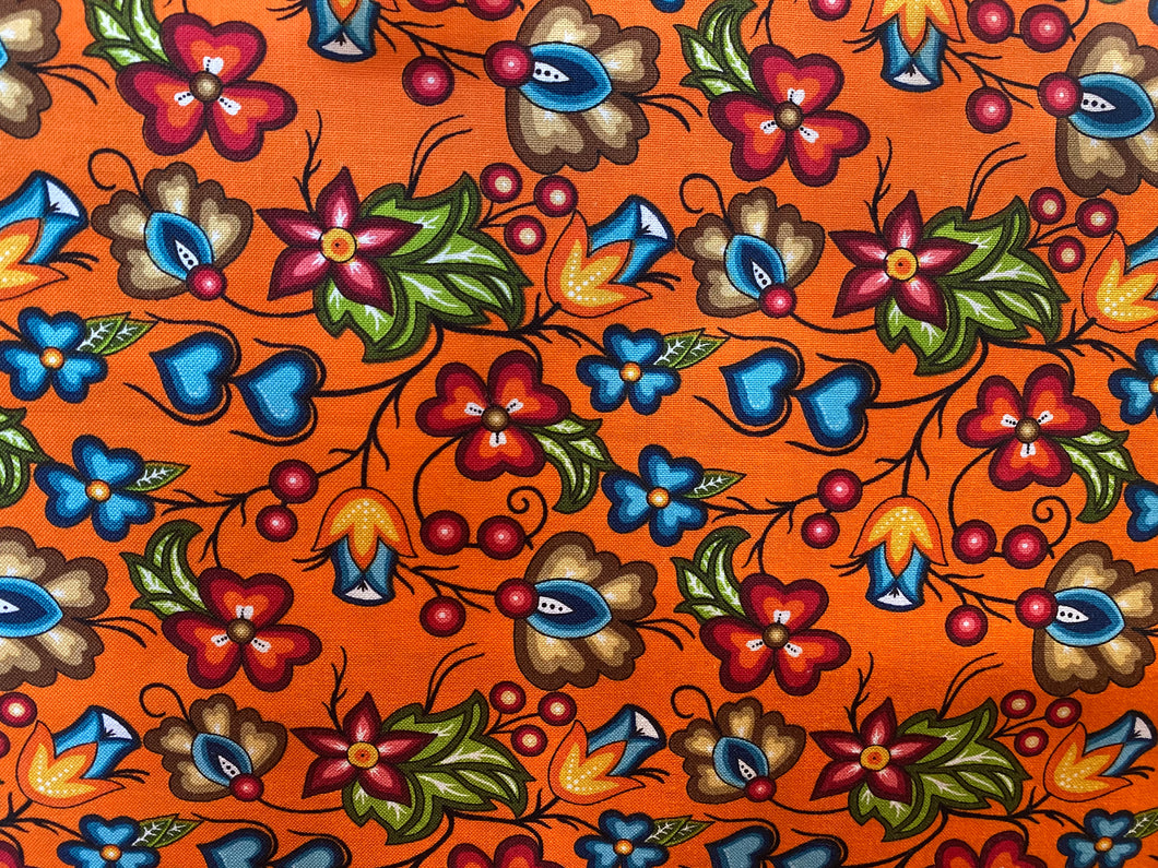 Quilting Cotton -Native Floral Orange (small) - 1/2 metre