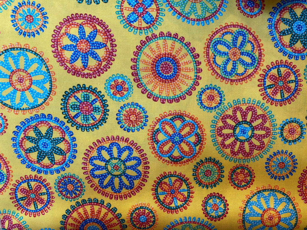 Quilting Cotton  - Beaded Floral yellow - 1/2 meter