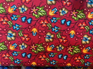 Quilting Cotton -Native Floral Red (small) - 1/2 metre