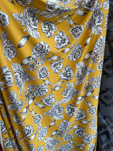 Printed Knit - Yellow Floral - 1/2 metre