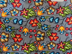 Quilting Cotton -Native Floral Grey (small) - 1/2 metre
