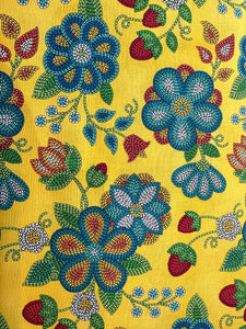 Quilting Cotton  - Beaded Flower yellow/blue - 1/2 meter
