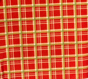 Quilting Cotton  - Red and gold check  - 1/2 meter